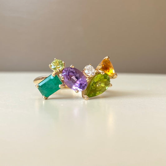 Anillo Familiar | Peridotos - Amatista - Citrino - Esmeralda - Diamante