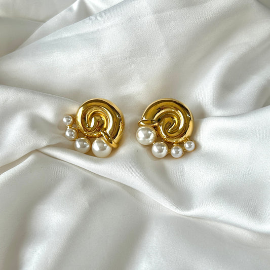 Wave & Pearl Earrings